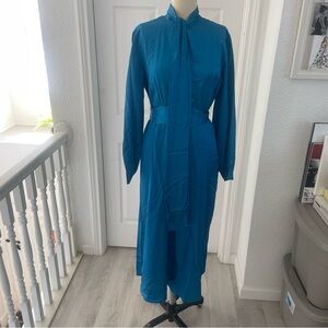 ZARA long sleeve satin midi dress.